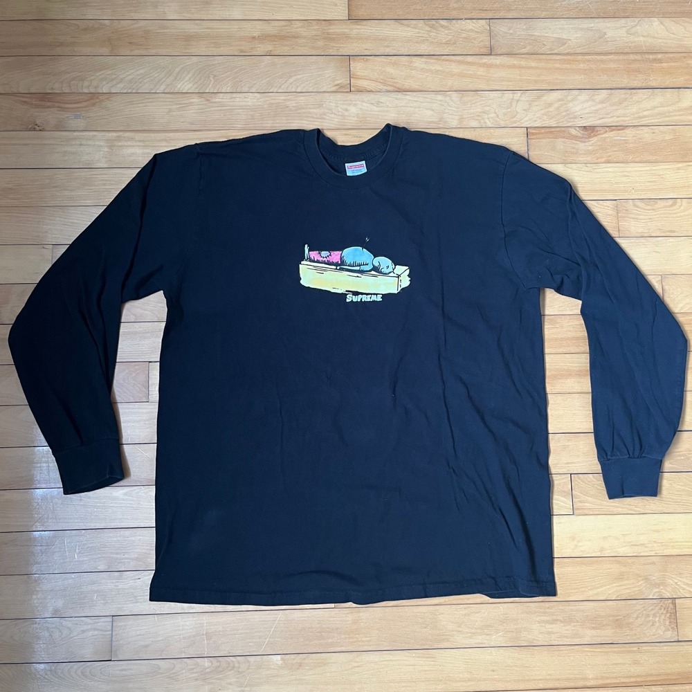 Supreme Bed Graphic Long Sleeve T-Shirt Black XL Cotton Streetwear USA Made